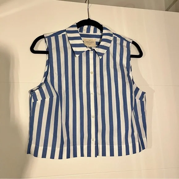 NEW Sezane Harmonie Striped Cotton Top - Picture 3 of 6